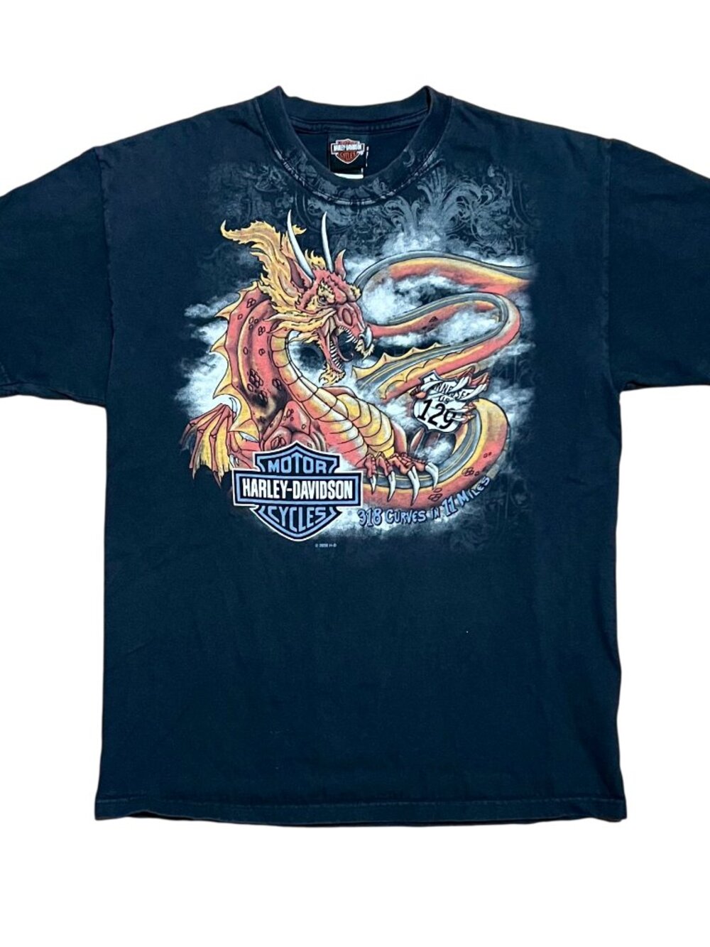 Harley Davidson 2008 Smoky Mountains Dragon Y2K Vintage T-Shirt, Men's Large